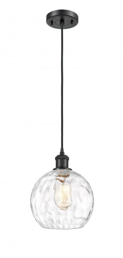 Athens Water Glass - 1 Light - 8 inch - Matte Black - Cord hung - Mini Pendant
