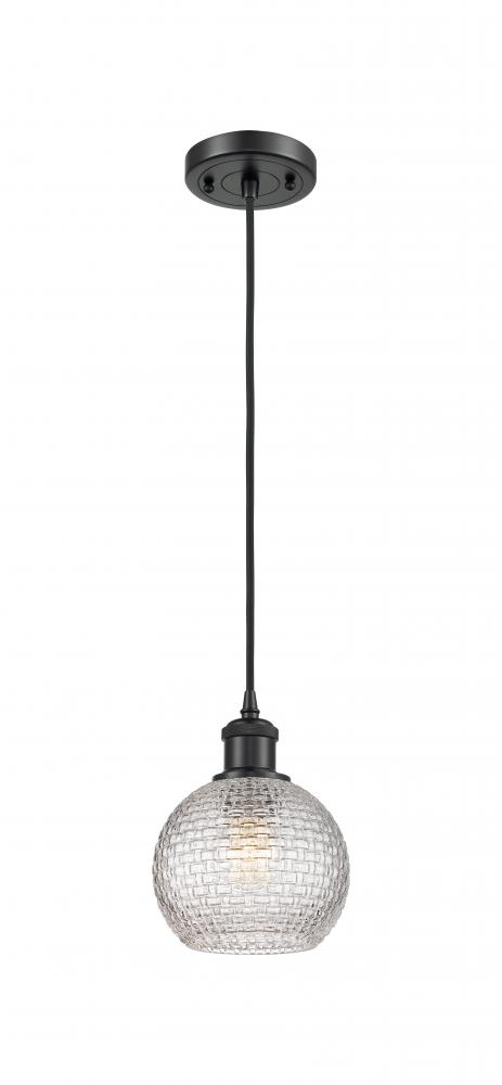 Athens - 1 Light - 6 inch - Matte Black - Cord hung - Mini Pendant