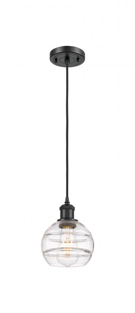 Rochester - 1 Light - 6 inch - Matte Black - Cord hung - Mini Pendant