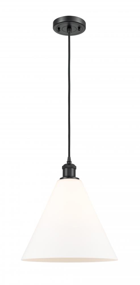 Berkshire - 1 Light - 12 inch - Matte Black - Cord hung - Mini Pendant