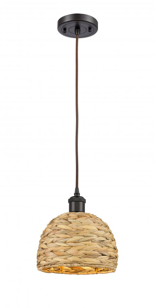 Woven Rattan - 1 Light - 8 inch - Oil Rubbed Bronze - Multi Pendant