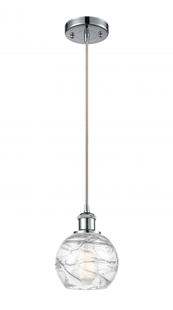 Athens Deco Swirl - 1 Light - 6 inch - Polished Chrome - Cord hung - Mini Pendant