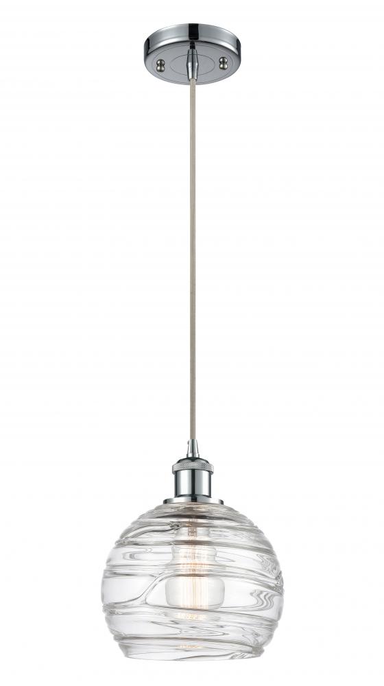 Athens Deco Swirl - 1 Light - 8 inch - Polished Chrome - Cord hung - Mini Pendant