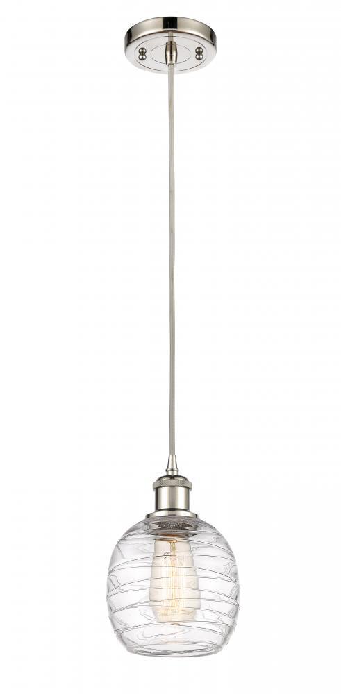 Belfast - 1 Light - 6 inch - Polished Nickel - Cord hung - Mini Pendant