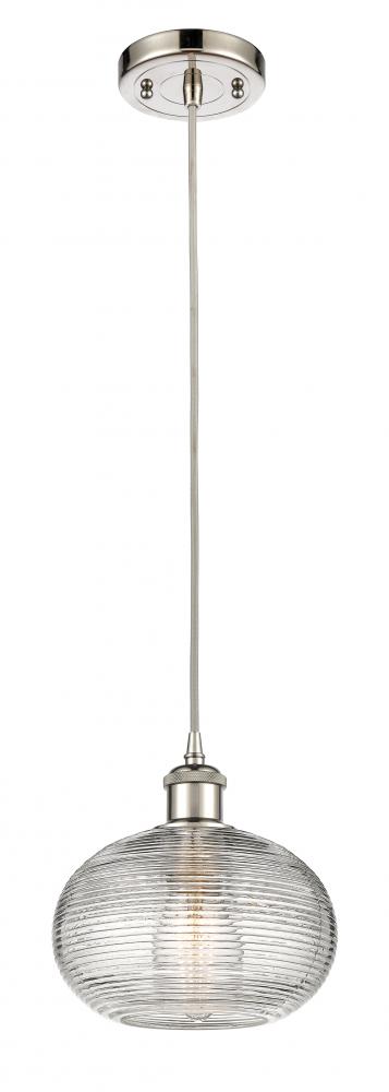 Ithaca - 1 Light - 8 inch - Polished Nickel - Cord hung - Mini Pendant