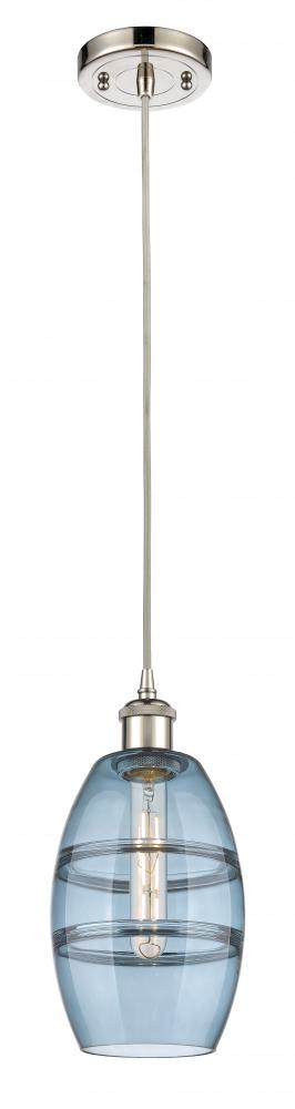 Vaz - 1 Light - 6 inch - Polished Nickel - Cord hung - Mini Pendant