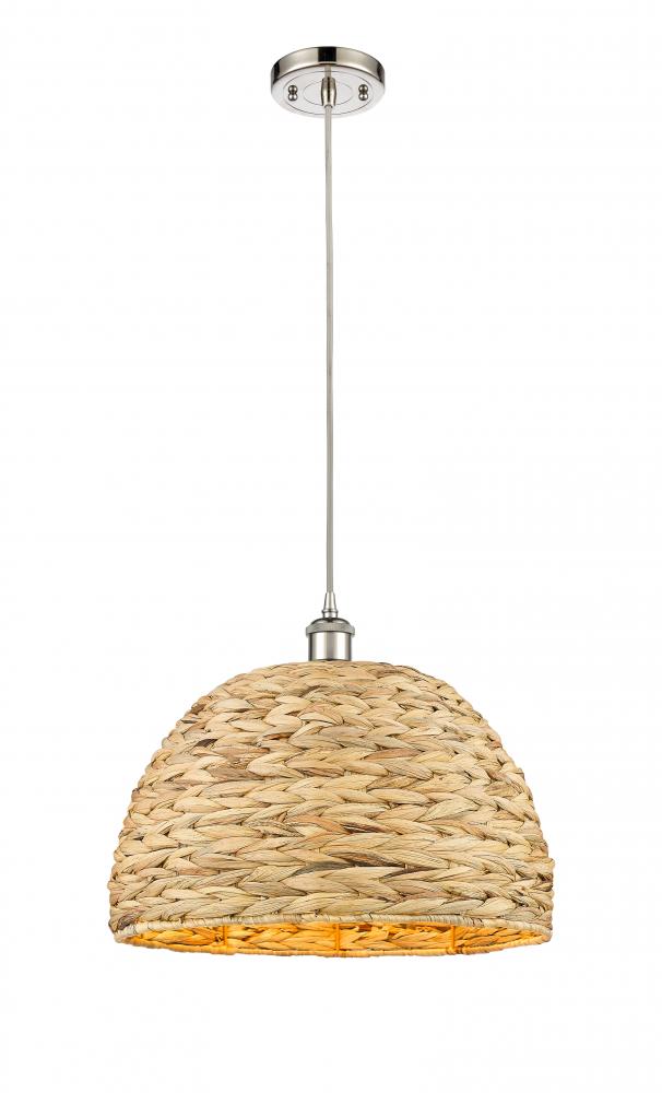 Woven Rattan - 1 Light - 16 inch - Polished Nickel - Multi Pendant