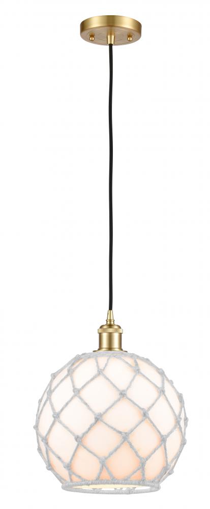 Farmhouse Rope - 1 Light - 10 inch - Satin Gold - Cord hung - Mini Pendant