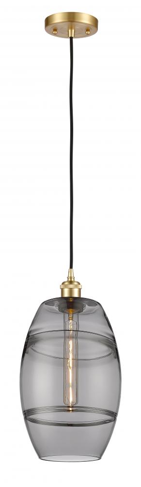 Vaz - 1 Light - 8 inch - Satin Gold - Cord hung - Mini Pendant