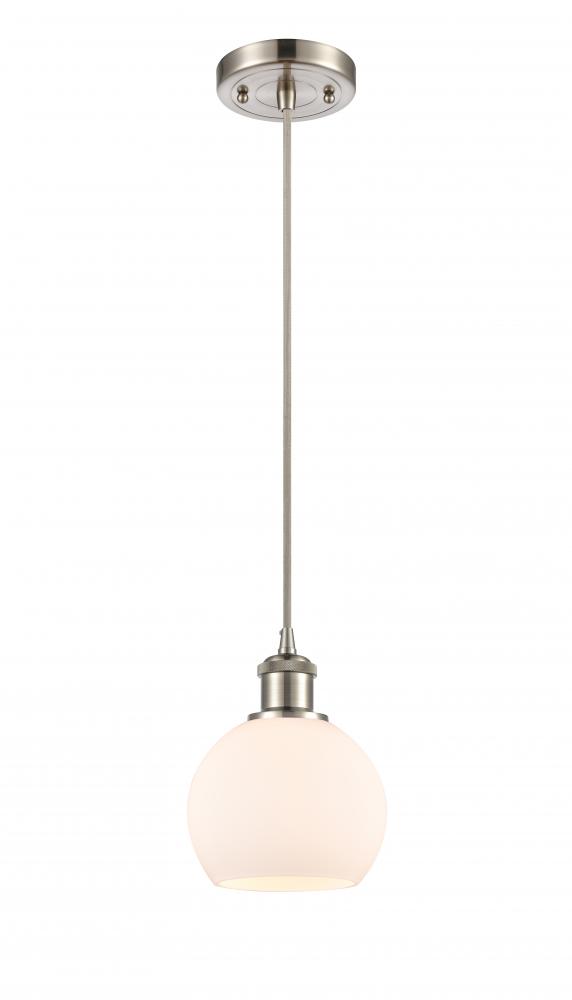 Athens - 1 Light - 6 inch - Brushed Satin Nickel - Cord hung - Mini Pendant