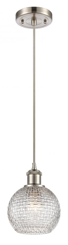 Athens - 1 Light - 6 inch - Brushed Satin Nickel - Cord hung - Mini Pendant