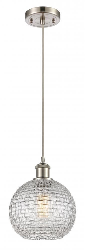 Athens - 1 Light - 8 inch - Brushed Satin Nickel - Cord hung - Mini Pendant