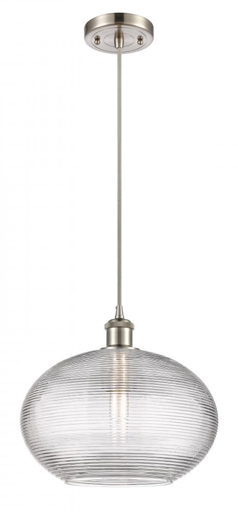 Ithaca - 1 Light - 12 inch - Brushed Satin Nickel - Cord hung - Mini Pendant