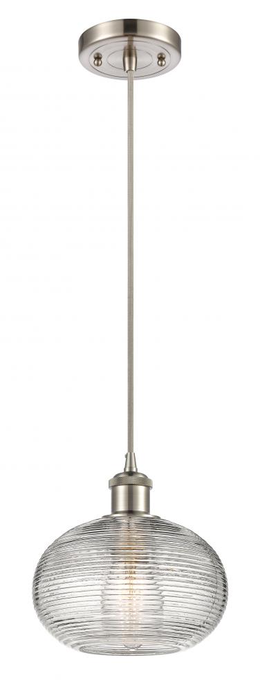 Ithaca - 1 Light - 8 inch - Brushed Satin Nickel - Cord hung - Mini Pendant