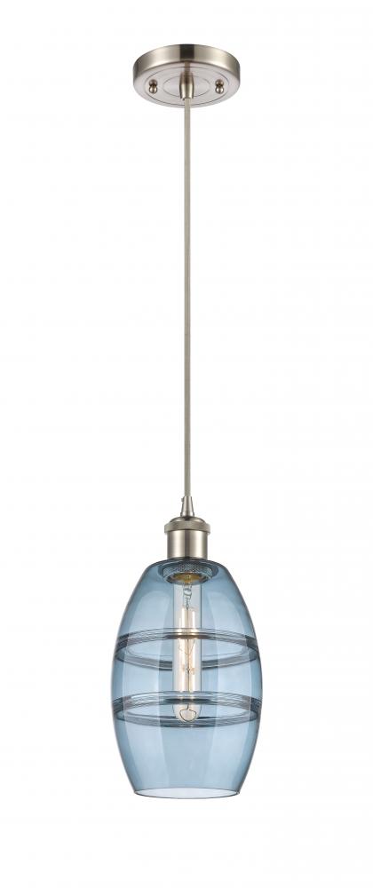 Vaz - 1 Light - 6 inch - Brushed Satin Nickel - Cord hung - Mini Pendant