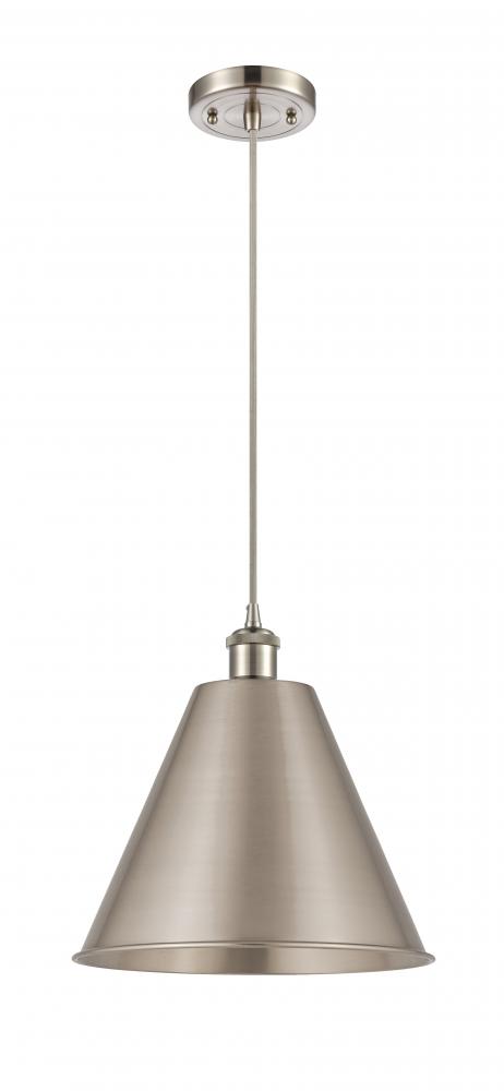 Berkshire - 1 Light - 12 inch - Brushed Satin Nickel - Cord hung - Mini Pendant