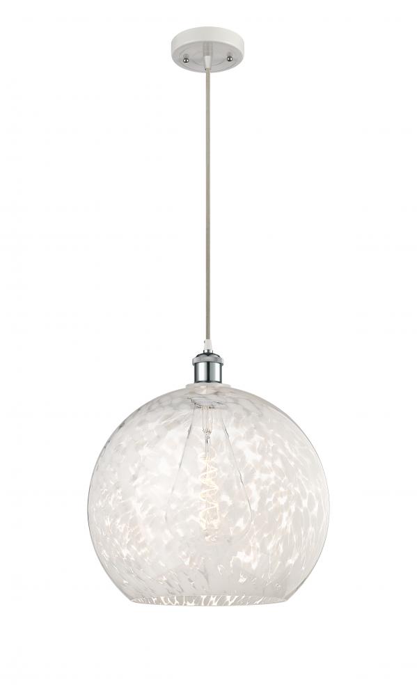 White Mouchette - 1 Light - 14 inch - White Polished Chrome - Cord Hung - Pendant