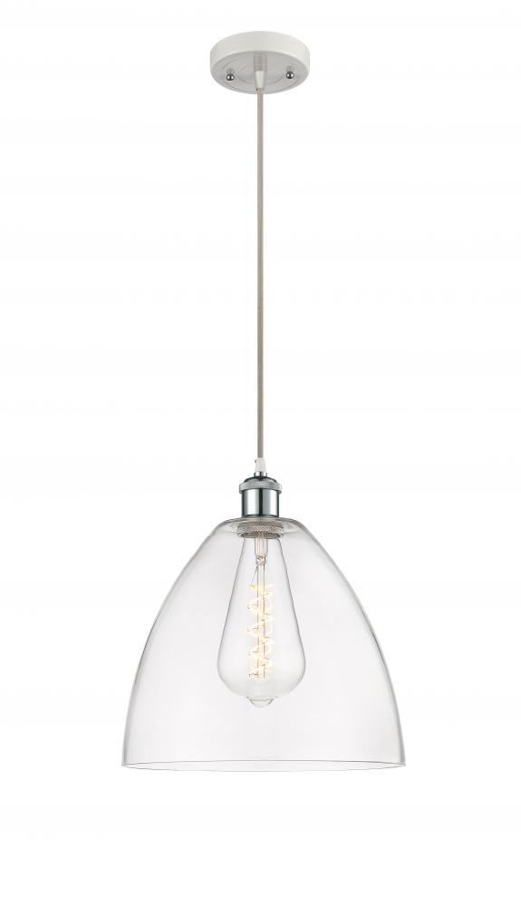 Bristol - 1 Light - 12 inch - White Polished Chrome - Cord hung - Mini Pendant