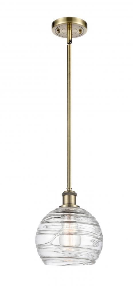 Athens Deco Swirl - 1 Light - 8 inch - Antique Brass - Mini Pendant