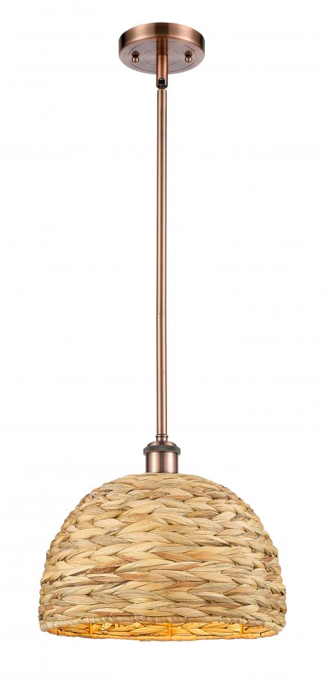 Woven Rattan - 1 Light - 12 inch - Antique Copper - Multi Pendant