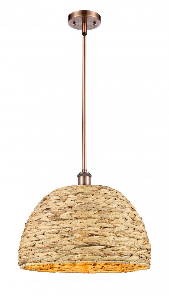 Woven Rattan - 1 Light - 16 inch - Antique Copper - Multi Pendant