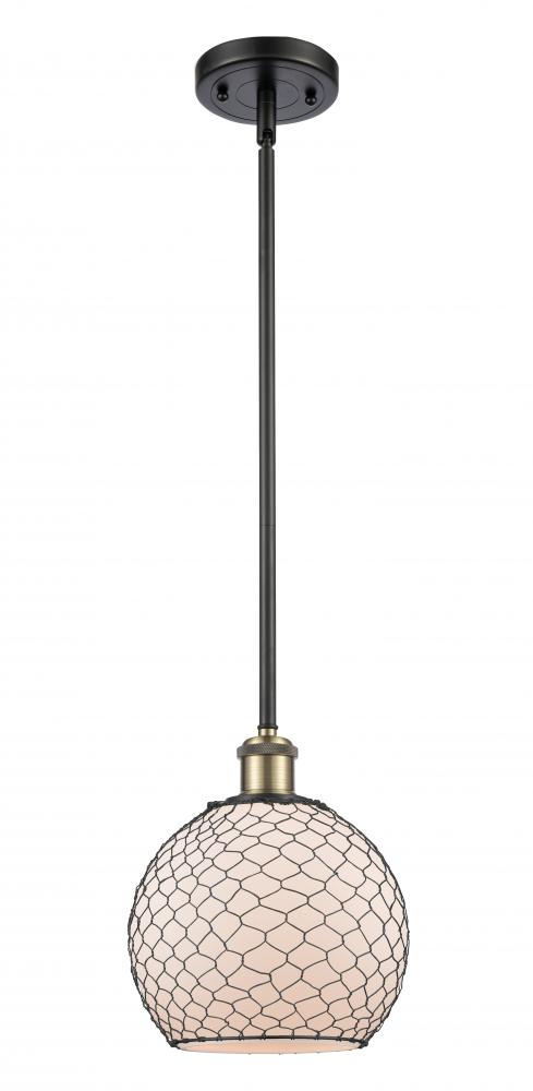 Farmhouse Chicken Wire - 1 Light - 8 inch - Black Antique Brass - Mini Pendant