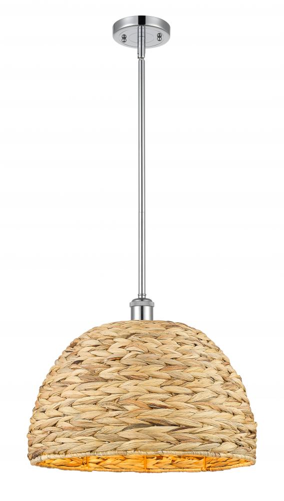 Woven Rattan - 1 Light - 16 inch - Polished Chrome - Multi Pendant