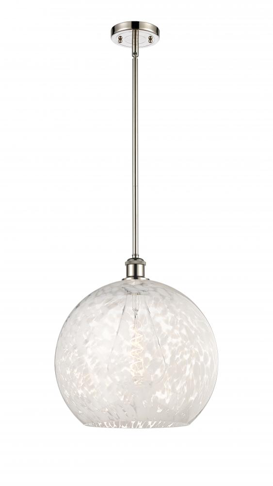 White Mouchette - 1 Light - 14 inch - Polished Nickel - Pendant