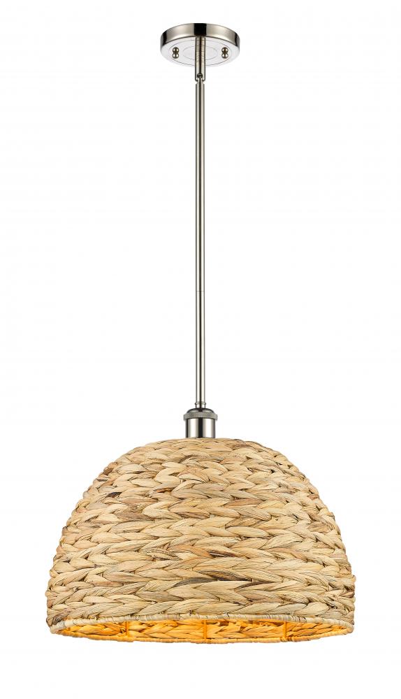 Woven Rattan - 1 Light - 16 inch - Polished Nickel - Multi Pendant