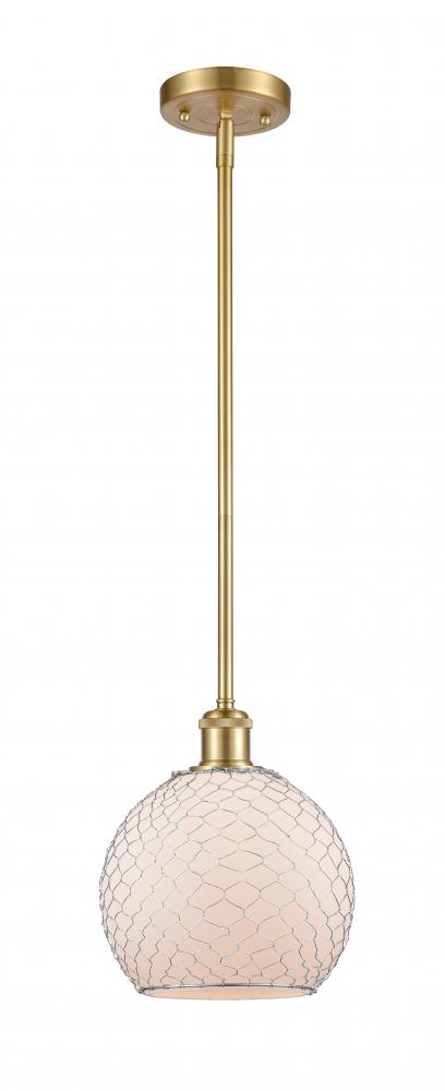 Farmhouse Chicken Wire - 1 Light - 8 inch - Satin Gold - Mini Pendant