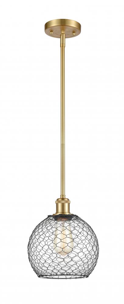 Farmhouse Chicken Wire - 1 Light - 8 inch - Satin Gold - Mini Pendant