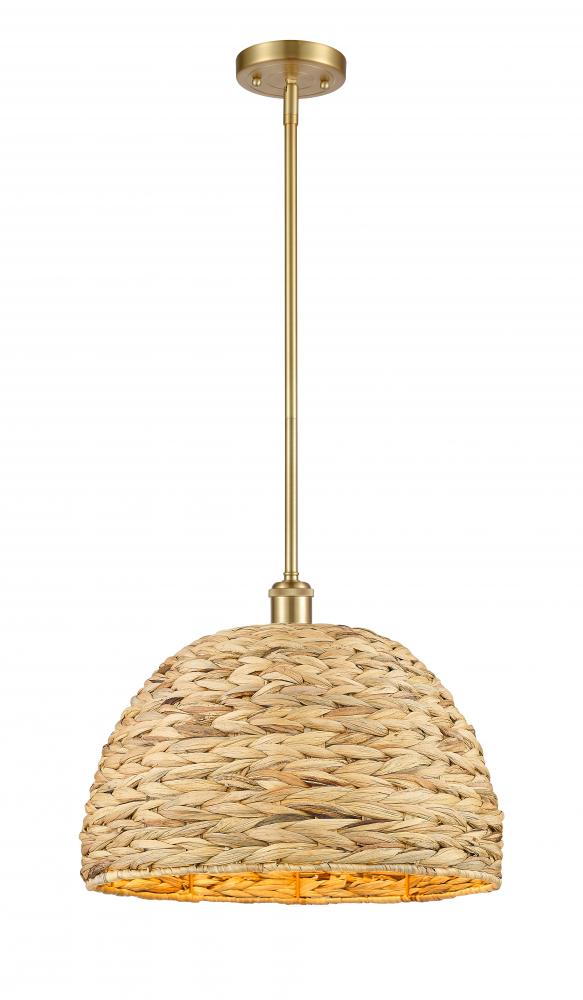 Woven Rattan - 1 Light - 16 inch - Satin Gold - Multi Pendant