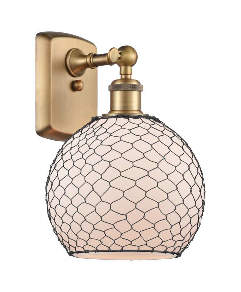 Farmhouse Chicken Wire - 1 Light - 8 inch - Brushed Brass - Sconce