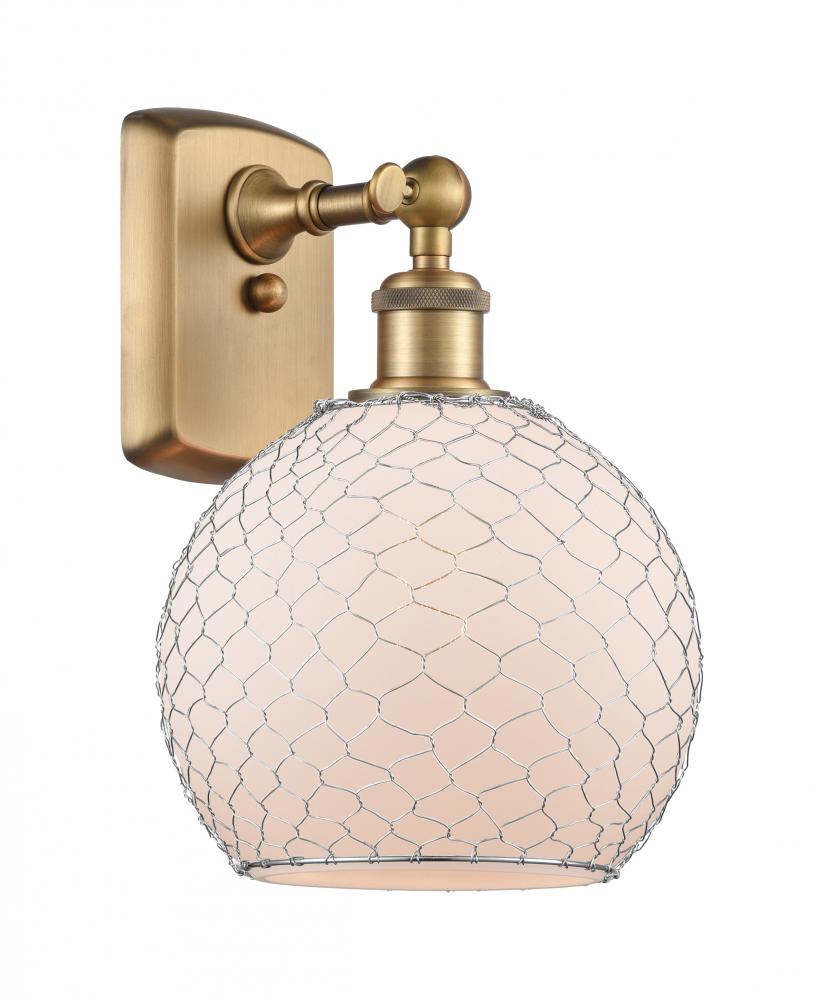 Farmhouse Chicken Wire - 1 Light - 8 inch - Brushed Brass - Sconce