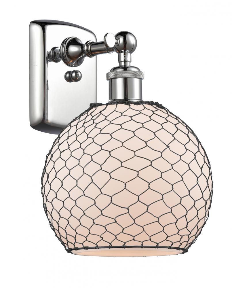 Farmhouse Chicken Wire - 1 Light - 8 inch - Polished Chrome - Sconce