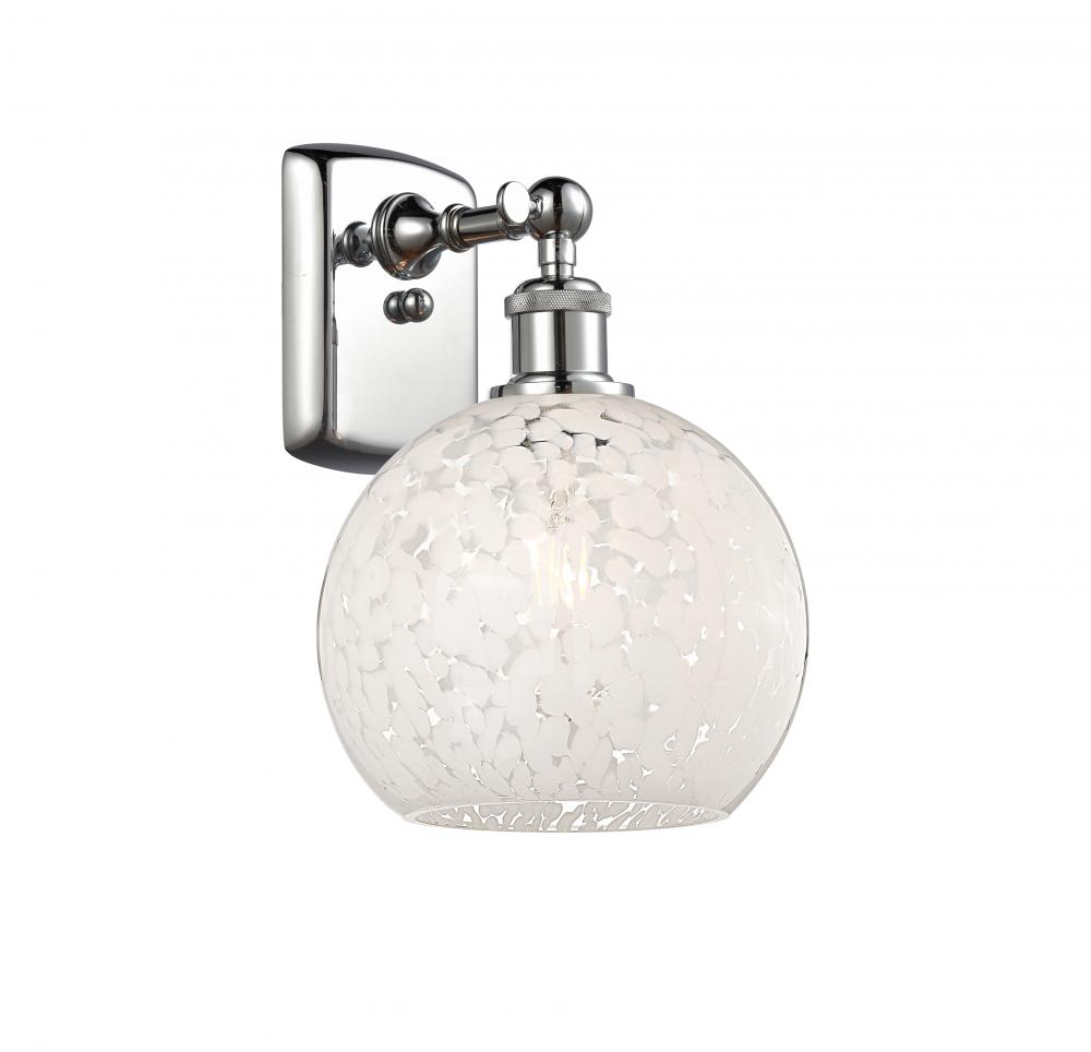 White Mouchette - 1 Light - 8 inch - Polished Chrome - Sconce