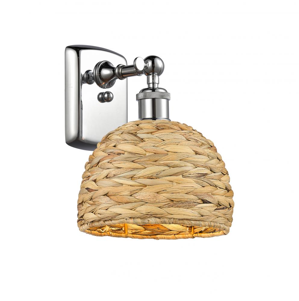 Woven Rattan - 1 Light - 8 inch - Polished Chrome - Sconce