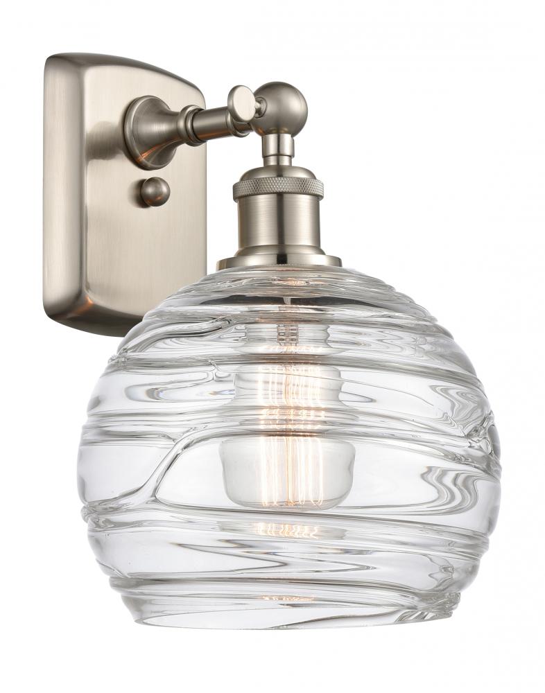 Athens Deco Swirl - 1 Light - 8 inch - Brushed Satin Nickel - Sconce