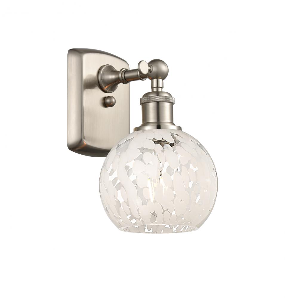 White Mouchette - 1 Light - 6 inch - Brushed Satin Nickel - Sconce