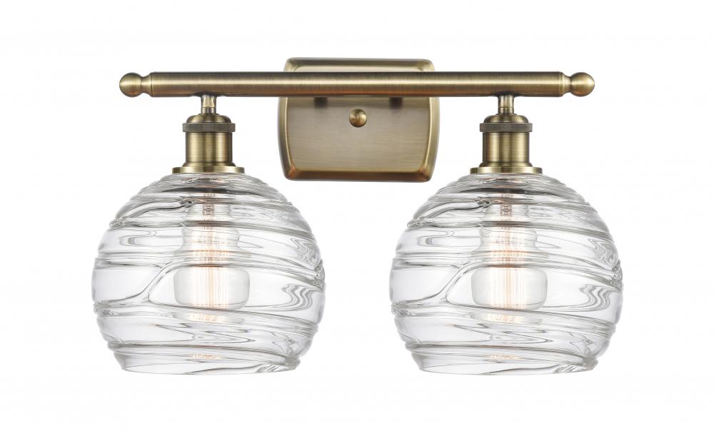 Athens Deco Swirl - 2 Light - 18 inch - Antique Brass - Bath Vanity Light