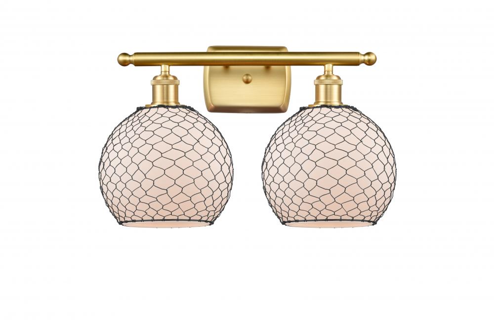 Farmhouse Chicken Wire - 2 Light - 18 inch - Satin Gold - Bath Vanity Light