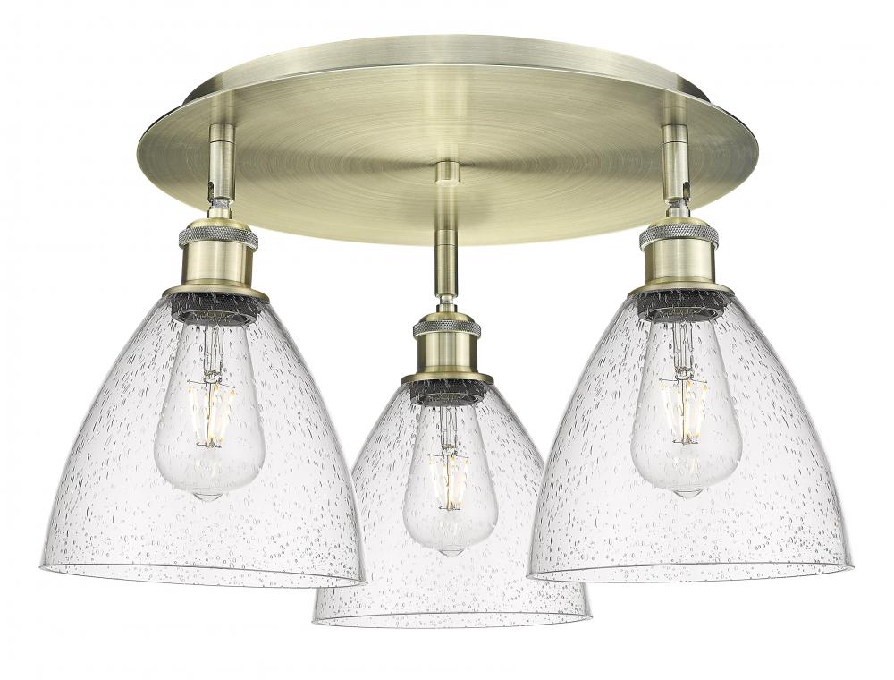 Bristol - 3 Light - 19 inch - Antique Brass - Flush Mount