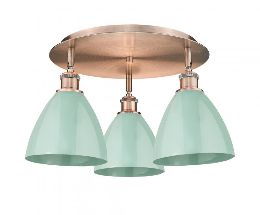 Plymouth - 3 Light - 19 inch - Antique Copper - Flush Mount