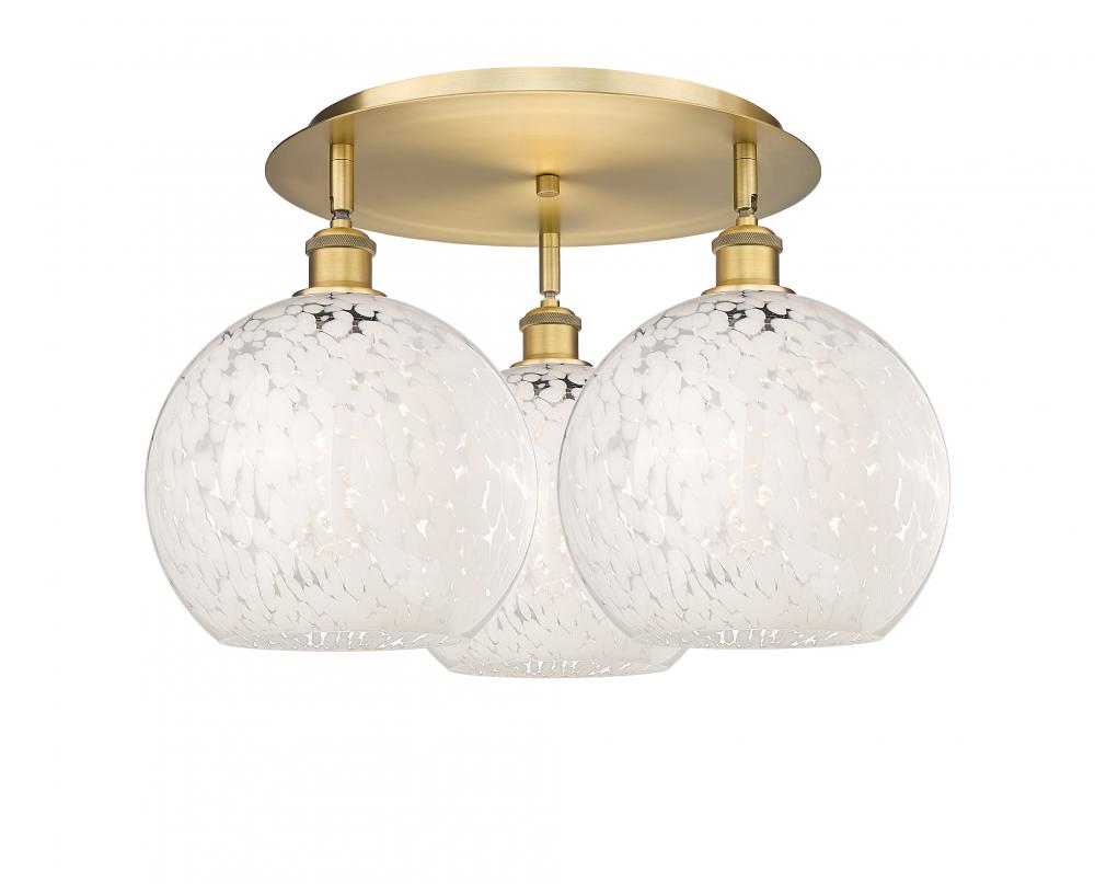 White Mouchette - 3 Light - 22 inch - Brushed Brass - Flush Mount