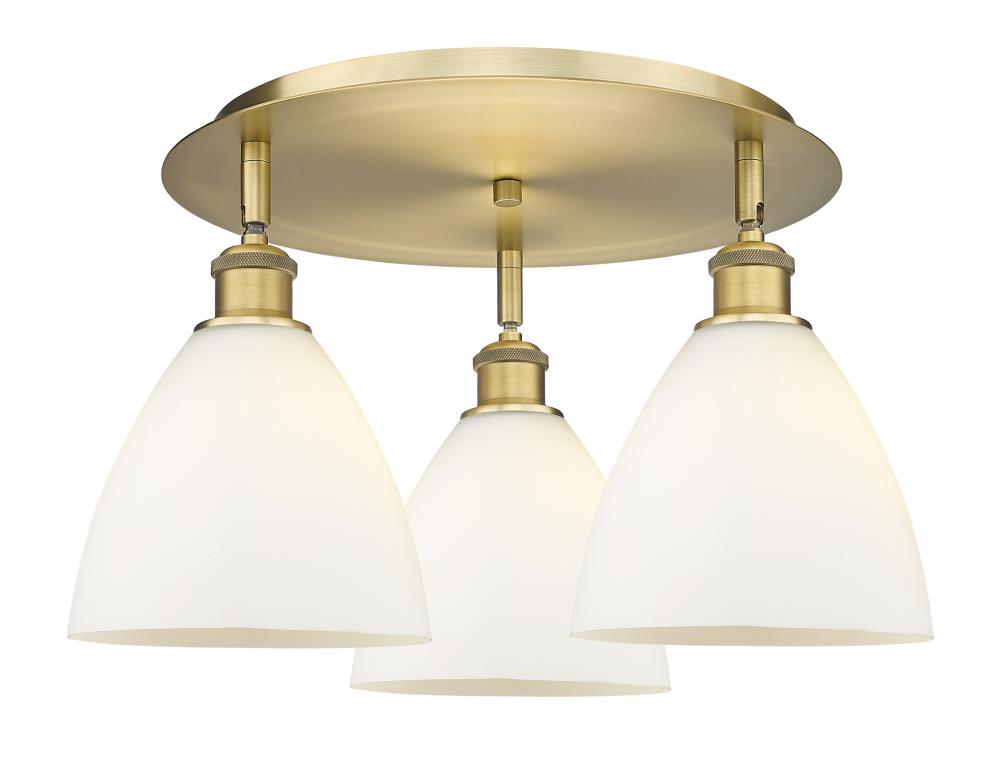 Bristol - 3 Light - 19 inch - Brushed Brass - Flush Mount