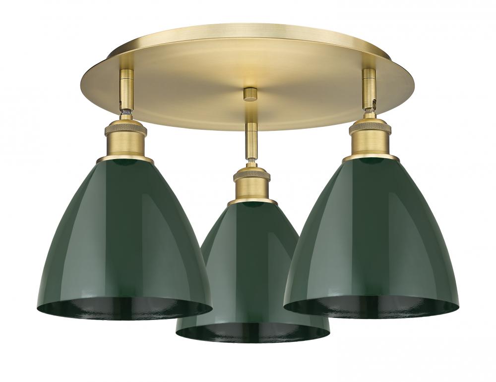 Plymouth - 3 Light - 19 inch - Brushed Brass - Flush Mount