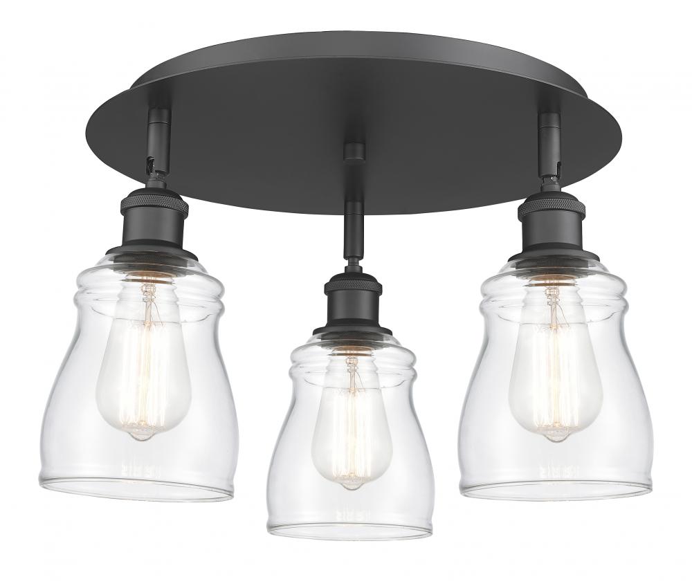 Ellery - 3 Light - 17 inch - Matte Black - Flush Mount