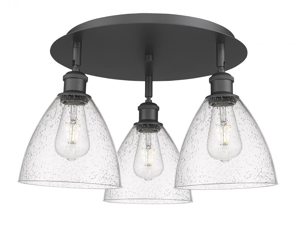 Bristol - 3 Light - 19 inch - Matte Black - Flush Mount