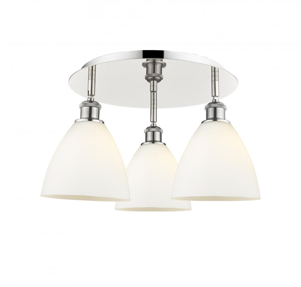 Bristol - 3 Light - 19 inch - Polished Nickel - Flush Mount