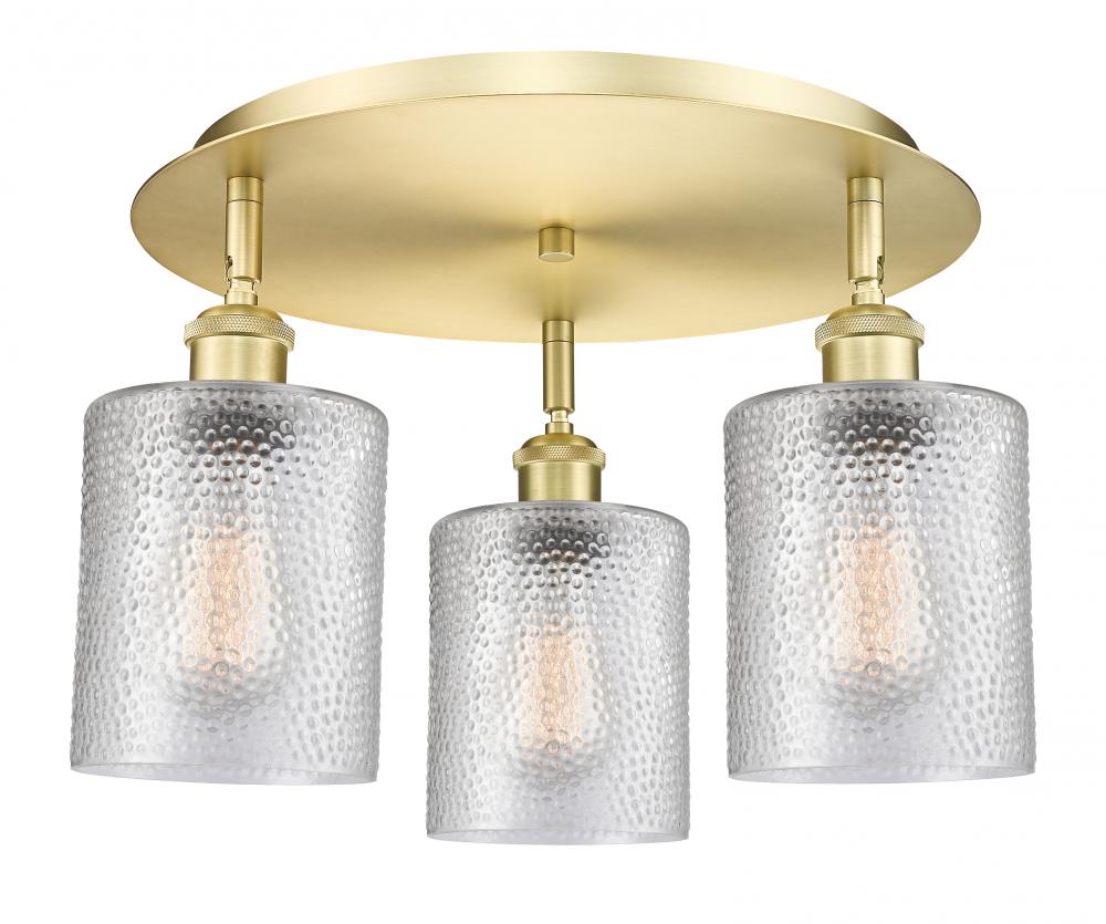 Cobbleskill - 3 Light - 17 inch - Satin Gold - Flush Mount